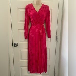 ZARA Hot Pink Jaquard Wrap Dress - XS